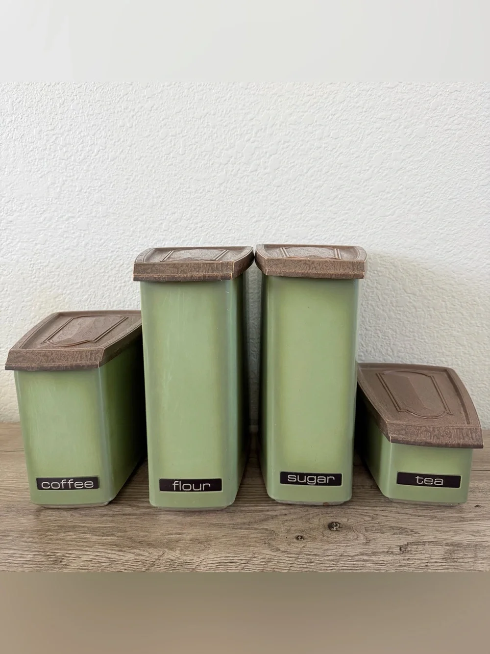 Vintage Lincoln Beautyware Canister Set Of 4 Avocado Green COMPLETE 4 Lids MCM